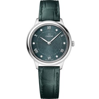Omega De Ville Prestige 30 mm, acero con pulsera de piel 434.13.30.60.60.001