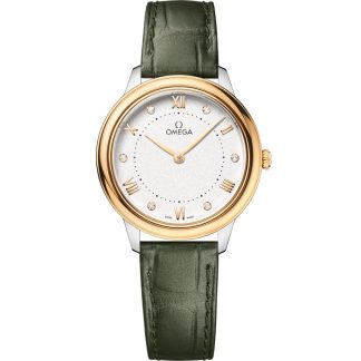 Omega De Ville Prestige 30 mm, acero - oro amarillo con pulsera de piel 434.23.30.60.52.002