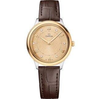 Omega De Ville Prestige 30 mm, acero - oro amarillo con pulsera de piel 434.23.30.60.58.001