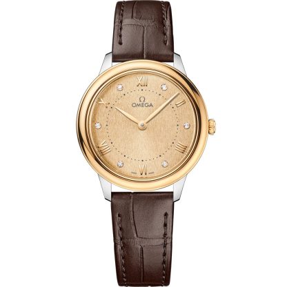 Omega De Ville Prestige 30 mm, acero - oro amarillo con pulsera de piel 434.23.30.60.58.001