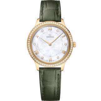 Omega De Ville Prestige 30 mm, oro amarillo con pulsera de piel 434.58.30.60.55.002