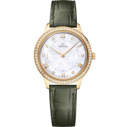 Omega De Ville Prestige 30 mm, oro amarillo con pulsera de piel 434.58.30.60.55.002