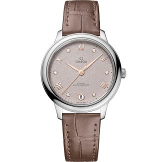 Omega De Ville Prestige 34 mm, acero con pulsera de piel 434.13.34.20.52.002