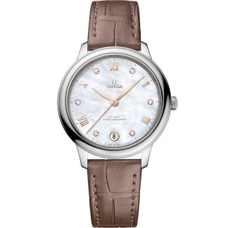 Omega De Ville Prestige 34 mm, acero con pulsera de piel 434.13.34.20.55.001