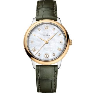 Omega De Ville Prestige 34 mm, acero - oro amarillo con pulsera de piel 434.23.34.20.55.002