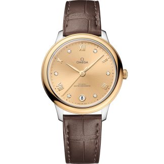 Omega De Ville Prestige 34 mm, acero - oro amarillo con pulsera de piel 434.23.34.20.58.001