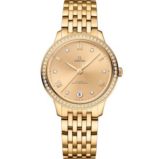 Omega De Ville Prestige 34 mm, oro amarillo con oro amarillo 434.55.34.20.58.001