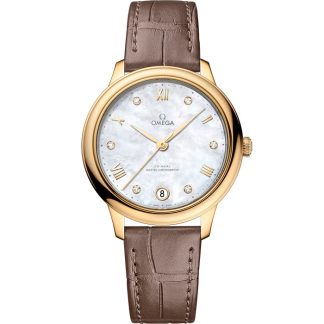 Omega De Ville Prestige 34 mm, oro amarillo con pulsera de piel 434.53.34.20.55.002
