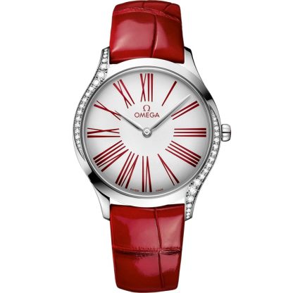 Omega De Ville Trésor 36 mm, acero con pulsera de piel 428.18.36.60.04.002