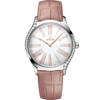 Omega De Ville Trésor 36 mm, acero con pulsera de piel 428.18.36.60.05.002