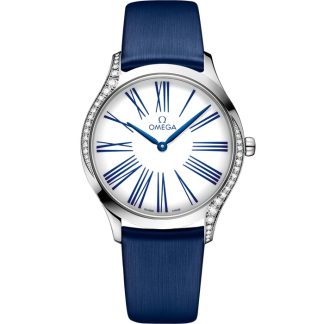 Omega De Ville Trésor 36 mm, acero con pulsera de tela 428.17.36.60.04.001