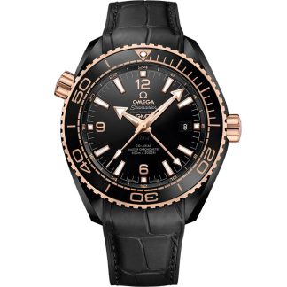 Omega Deep Black Seamaster Planet Ocean 600M 45,5 mm, cerámica negra con pulsera de piel revestida de caucho 215.63.46.22.01.001