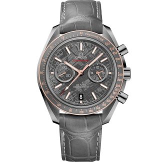 Omega Meteorite Speedmaster Dark Side of the Moon 44,25 mm, cerámica gris con pulsera de piel con cierre desplegable 311.63.44.51.99.001