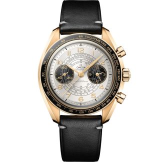 Omega Paris 2024 Speedmaster Chronoscope 43 mm, oro Moonshine™ con pulsera de piel 522.62.43.51.02.001