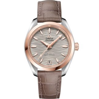 Omega Seamaster Aqua Terra 150M 34 mm, acero - oro Sedna™ con pulsera de piel 220.23.34.20.06.001