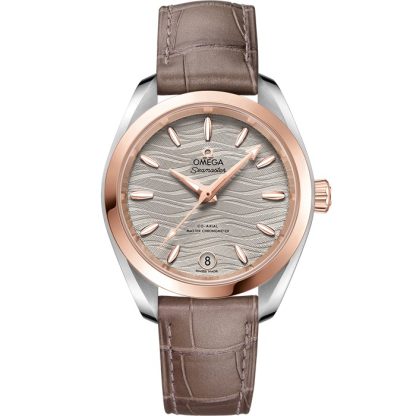 Omega Seamaster Aqua Terra 150M 34 mm, acero - oro Sedna™ con pulsera de piel 220.23.34.20.06.001