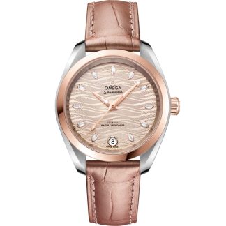 Omega Seamaster Aqua Terra 150M 34 mm, acero - oro Sedna™ con pulsera de piel 220.23.34.20.59.001