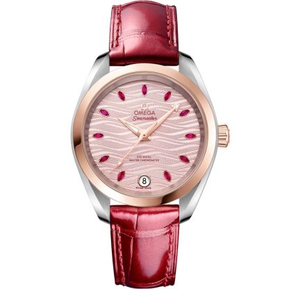 Omega Seamaster Aqua Terra 150M 34 mm, acero - oro Sedna™ con pulsera de piel 220.23.34.20.60.001