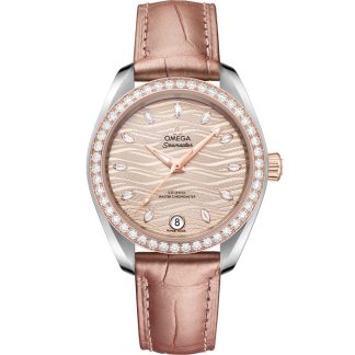 Omega Seamaster Aqua Terra 150M 34 mm, acero - oro Sedna™ con pulsera de piel 220.28.34.20.59.001