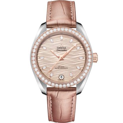 Omega Seamaster Aqua Terra 150M 34 mm, acero - oro Sedna™ con pulsera de piel 220.28.34.20.59.001