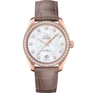 Omega Seamaster Aqua Terra 150M 38 mm, oro Sedna™ con pulsera de piel 220.58.38.20.55.001