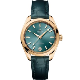 Omega Seamaster Aqua Terra Shades 34 mm, oro Moonshine™ con pulsera de piel 220.53.34.20.10.001