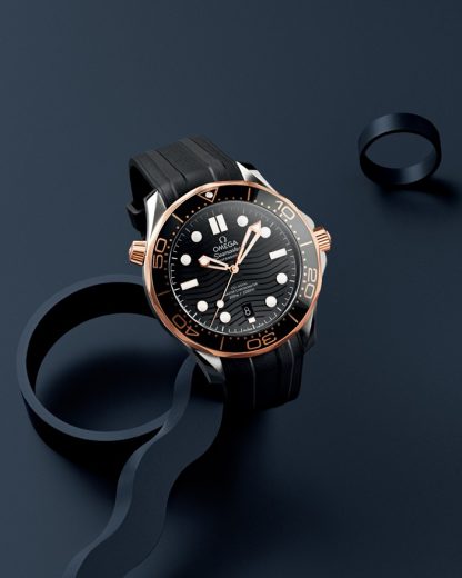Omega Seamaster Diver 300M 42 mm, acero - oro Sedna™ con pulsera de caucho 210.22.42.20.01.002 - Imagen 4