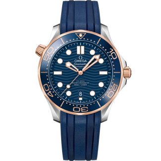 Omega Seamaster Diver 300M 42 mm, acero - oro Sedna™ con pulsera de caucho 210.22.42.20.03.002