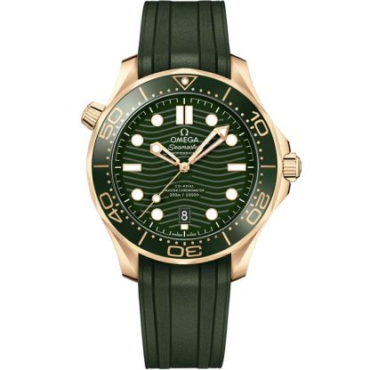 Omega Seamaster Diver 300M 42 mm, oro Moonshine™ con pulsera de caucho 210.62.42.20.10.001