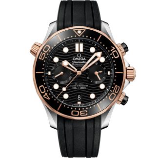 Omega Seamaster Diver 300M 44 mm, acero - oro Sedna™ con pulsera de caucho 210.22.44.51.01.001