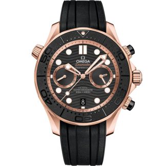 Omega Seamaster Diver 300M 44 mm, oro Sedna™ con pulsera de caucho 210.62.44.51.01.001