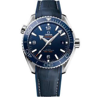 Omega Seamaster Planet Ocean 600M 43,5 mm, acero con pulsera de piel revestida de caucho 215.33.44.21.03.001