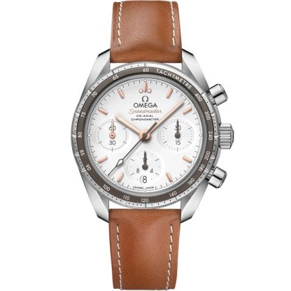 Omega Speedmaster 38 38 mm, acero con pulsera de piel 324.32.38.50.02.001