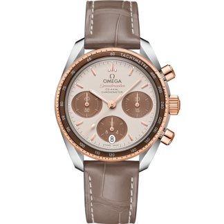 Omega Speedmaster 38 38 mm, acero - oro Sedna™ con pulsera de piel 324.23.38.50.02.002