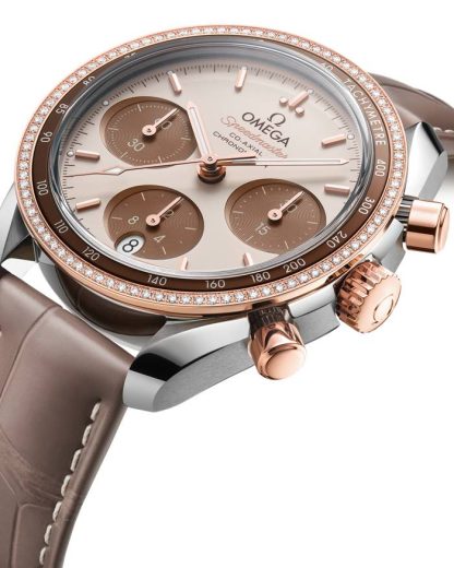 Omega Speedmaster 38 38 mm, acero - oro Sedna™ con pulsera de piel 324.28.38.50.02.002 - Imagen 3
