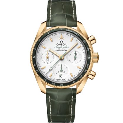 Omega Speedmaster 38 38 mm, oro amarillo con pulsera de piel 324.63.38.50.02.004