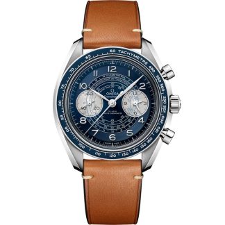 Omega Speedmaster Chronoscope 43 mm, acero con pulsera de piel 329.32.43.51.03.001