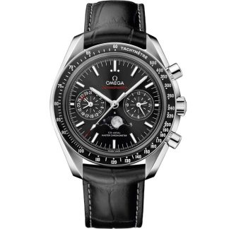 Omega Speedmaster Moonphase 44,25 mm, acero con pulsera de piel 304.33.44.52.01.001