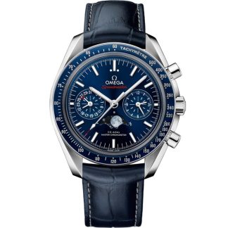 Omega Speedmaster Moonphase 44,25 mm, acero con pulsera de piel 304.33.44.52.03.001