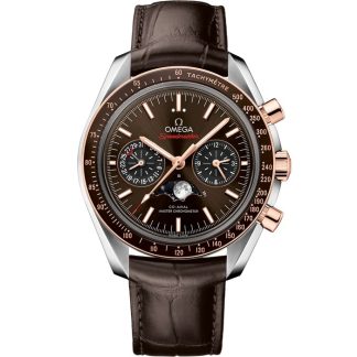 Omega Speedmaster Moonphase 44,25 mm, acero - oro Sedna™ con pulsera de piel 304.23.44.52.13.001