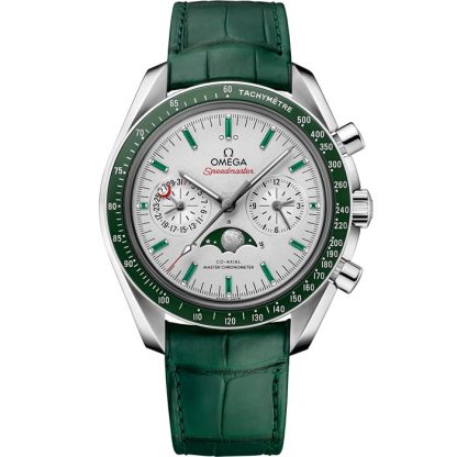 Omega Speedmaster Moonphase 44,25 mm, platino con pulsera de piel 304.93.44.52.99.003
