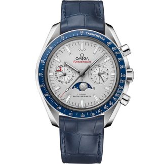 Omega Speedmaster Moonphase 44,25 mm, platino con pulsera de piel 304.93.44.52.99.004