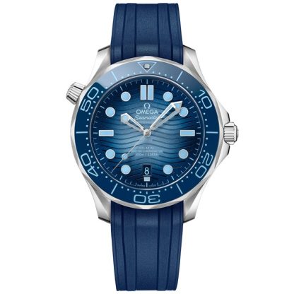Omega Summer Blue Seamaster Diver 300M 42 mm, acero con pulsera de caucho 210.32.42.20.03.002